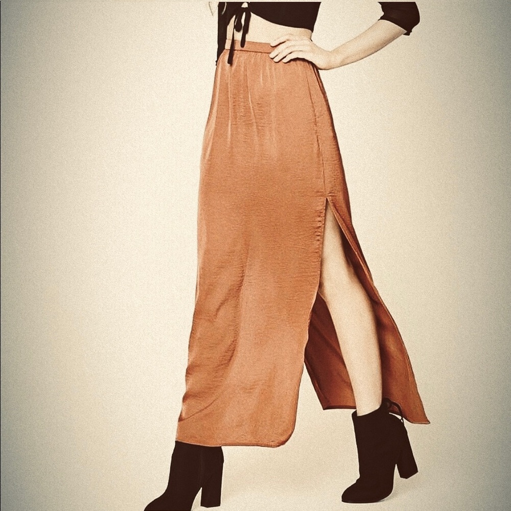 Forever21 Satin side slit maxi skirt